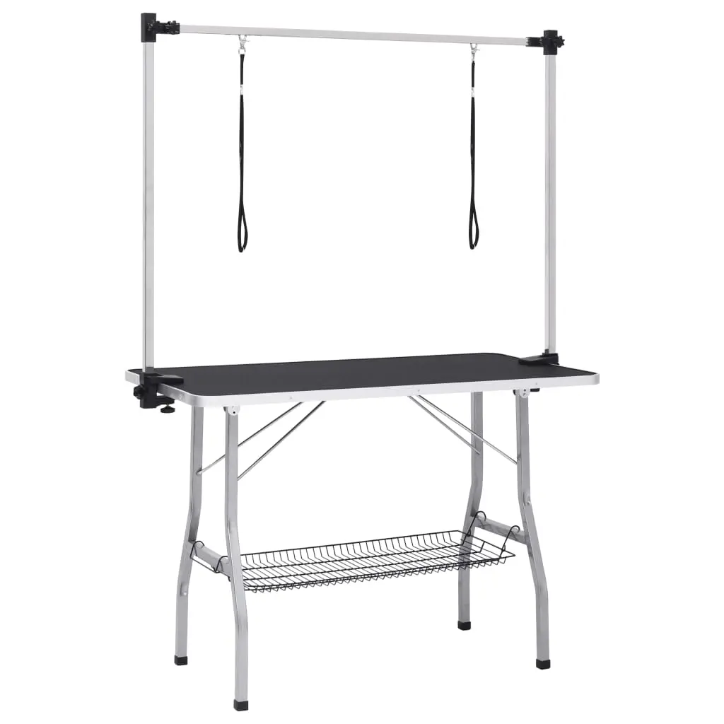 vidaXL Adjustable Dog Grooming Table with Dual Loops and Storage Basket - Image 2