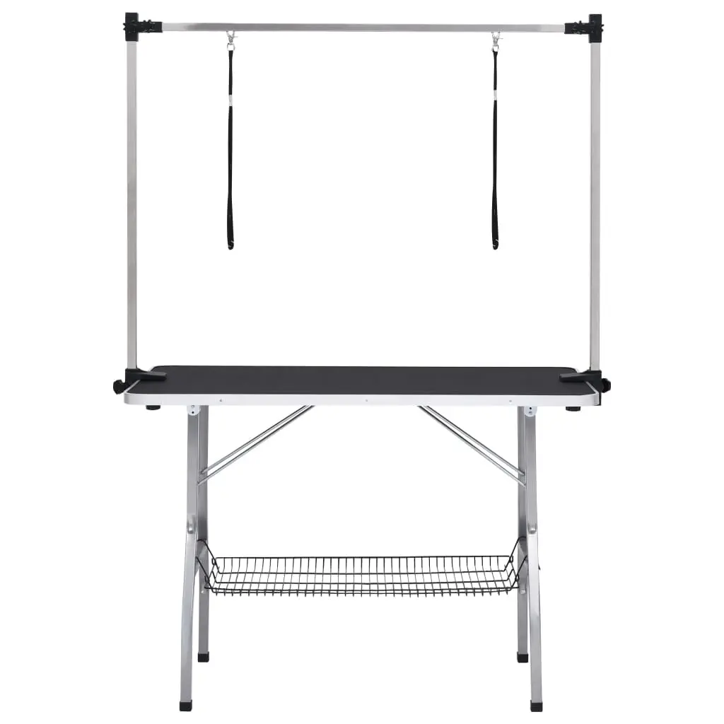 vidaXL Adjustable Dog Grooming Table with Dual Loops and Storage Basket - Image 3