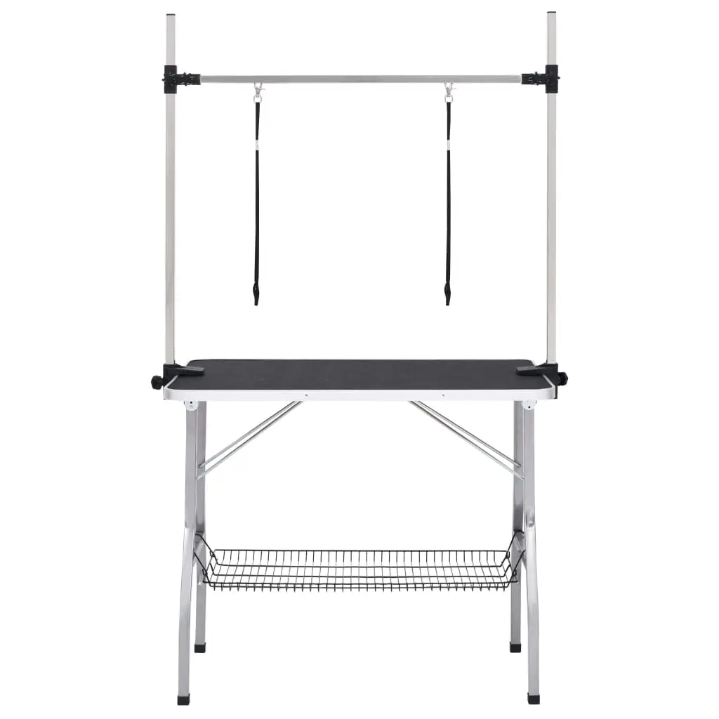 vidaXL Adjustable Dog Grooming Table with Dual Loops and Storage Basket - Image 3