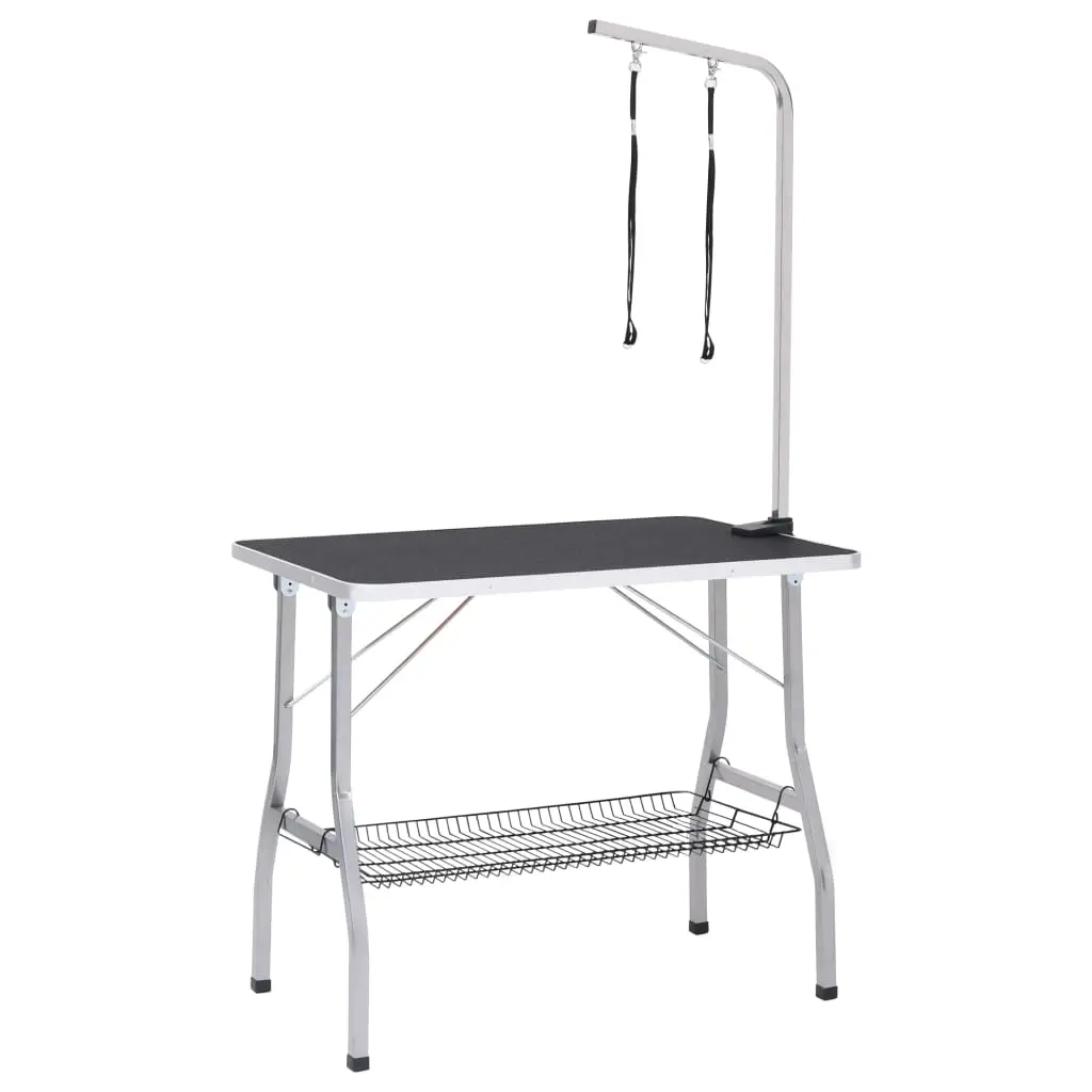 vidaXL Dog Grooming Table with Adjustable Height, 2 Loops, and Storage Basket - Image 2