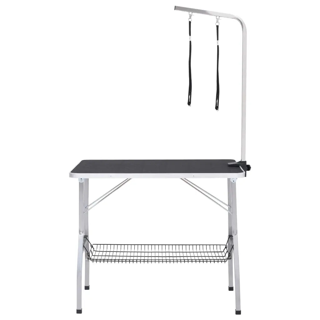 vidaXL Dog Grooming Table with Adjustable Height, 2 Loops, and Storage Basket - Image 3