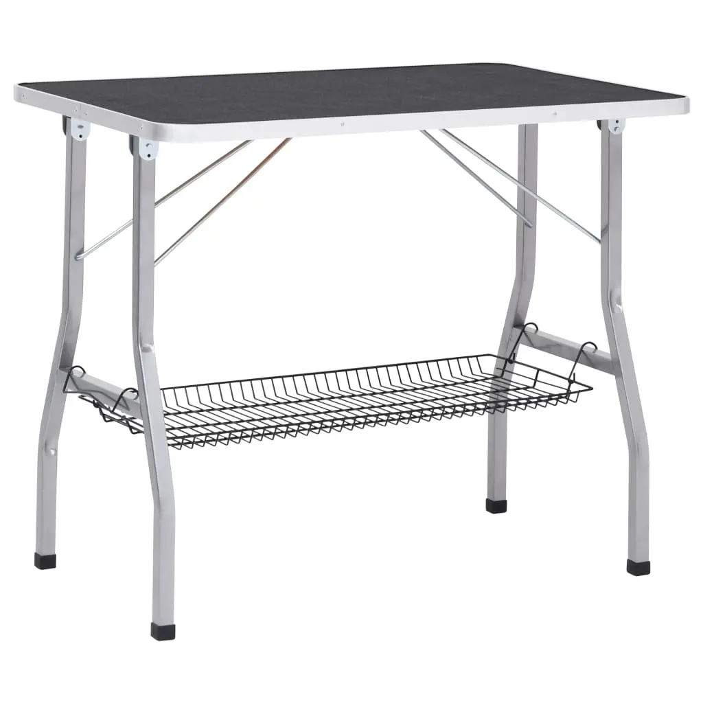 vidaXL Dog Grooming Table with Adjustable Height, 2 Loops, and Storage Basket - Image 5