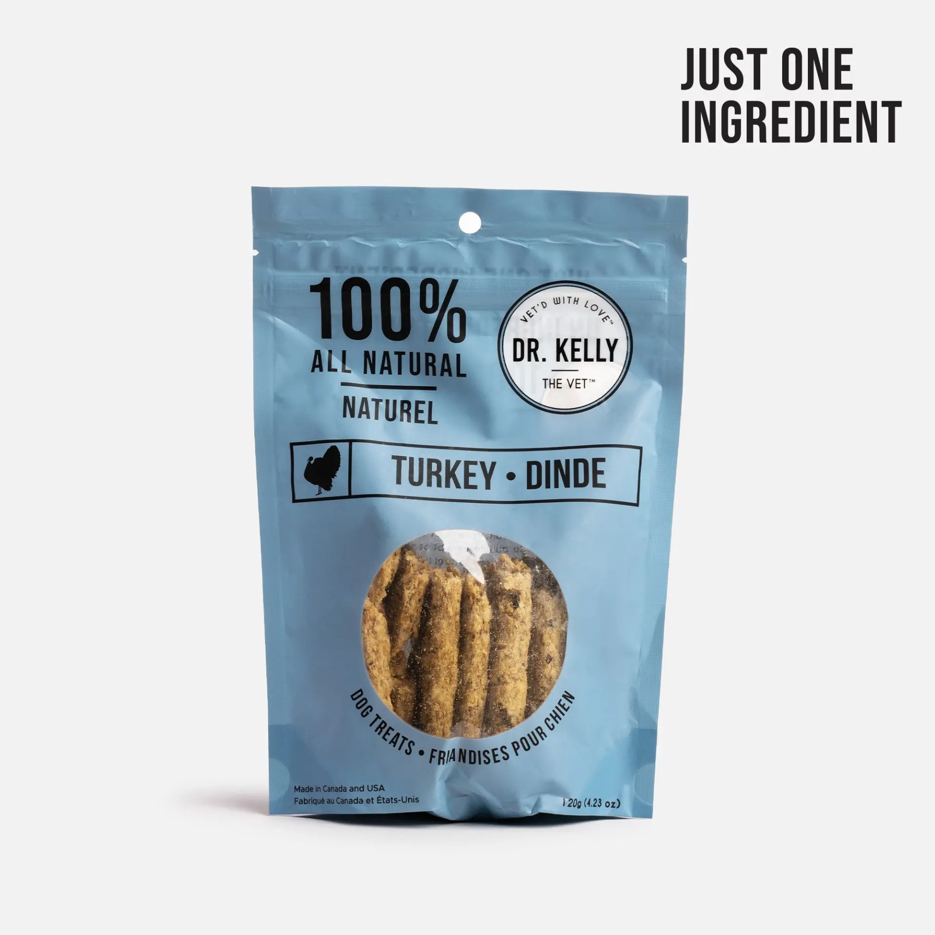 Dr. Kelly The Vet 100% Natural Turkey Dog Treats - 4 Pack, 120g Each