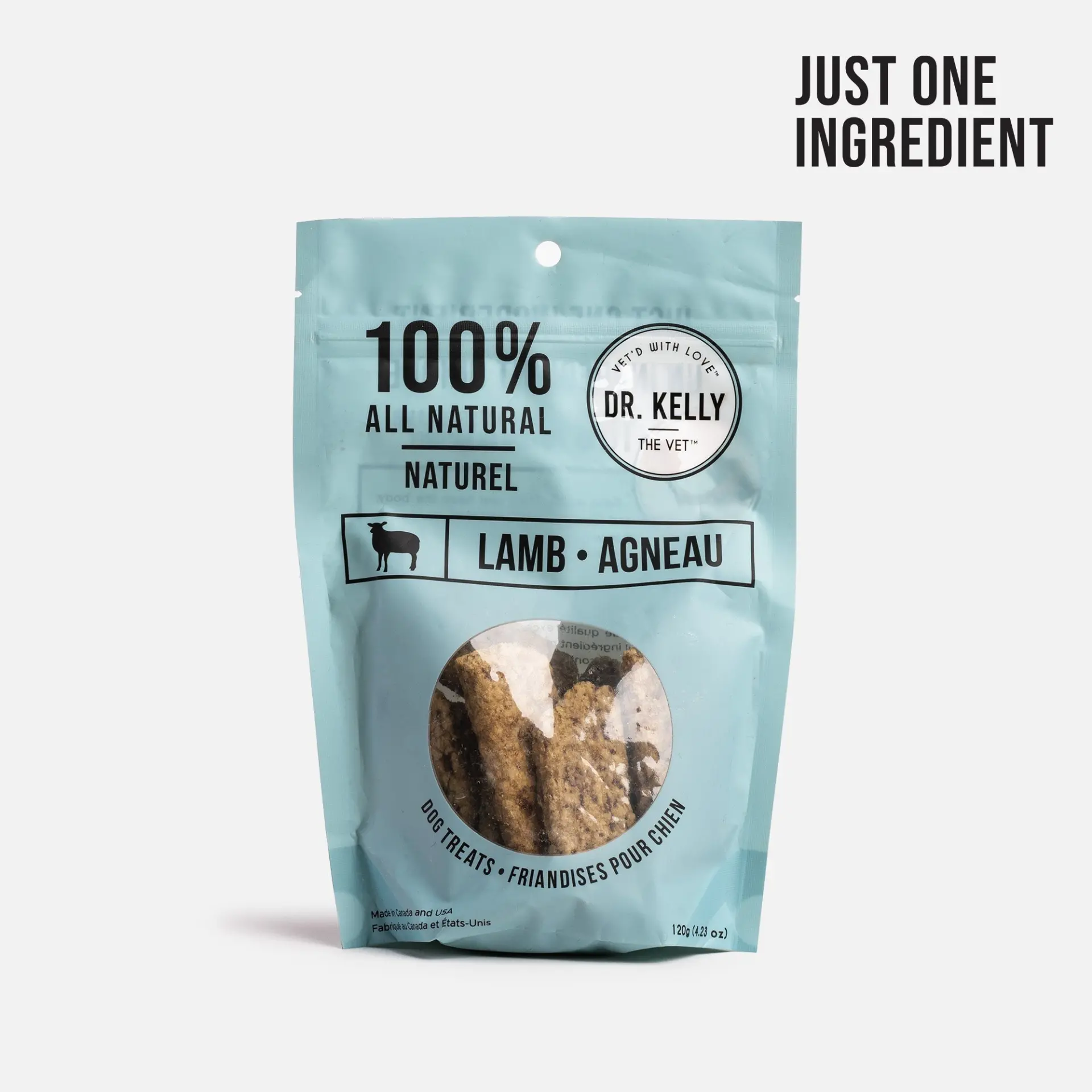 Dr. Kelly The Vet 100% Natural Lamb Dog Treats - 4 Pack, 50g Each