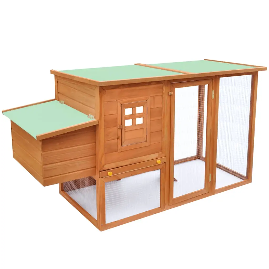 vidaXL Wooden Outdoor Chicken Coop with Egg Cage - Image 2
