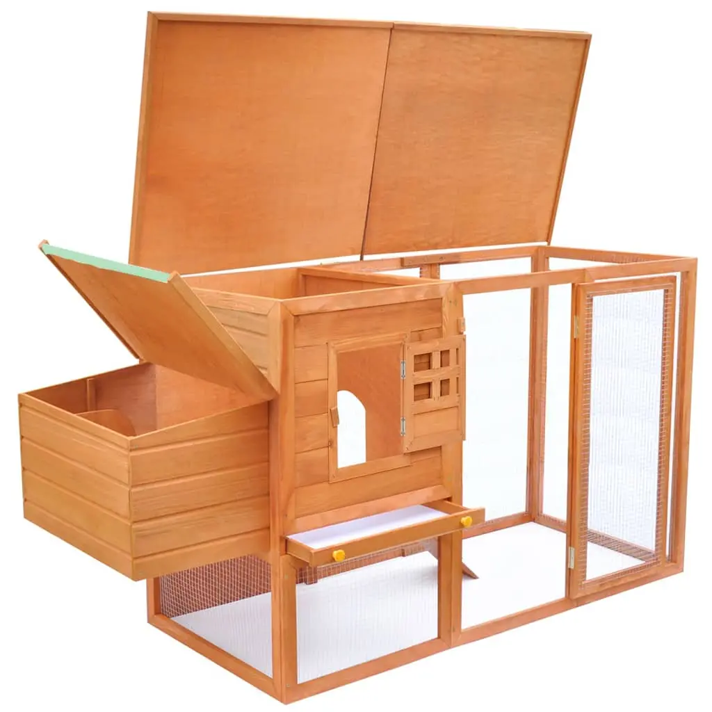 vidaXL Wooden Outdoor Chicken Coop with Egg Cage - Image 3