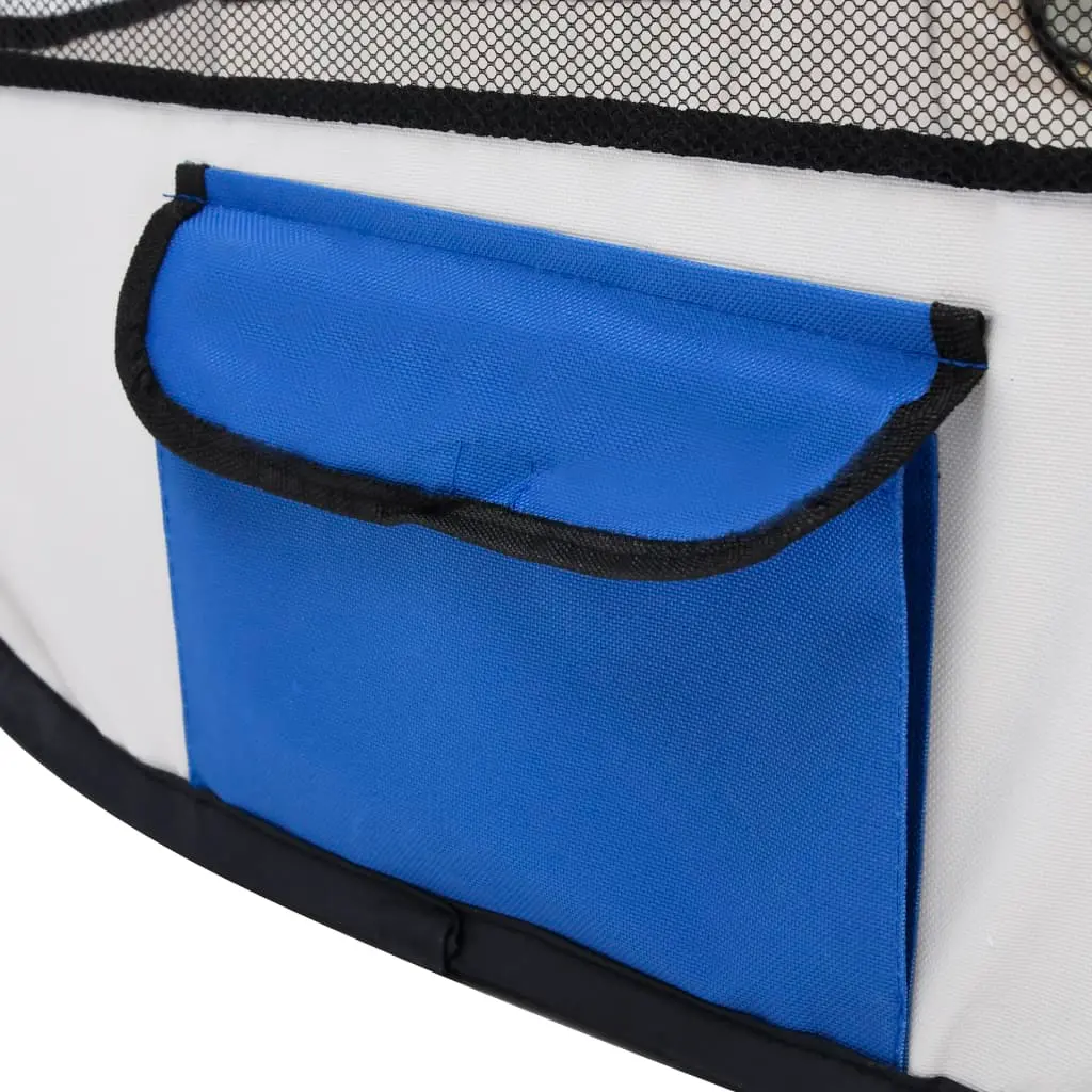 vidaXL Blue Foldable Dog Playpen with Carrying Bag - 49.2" x 49.2" x 24" - Image 8