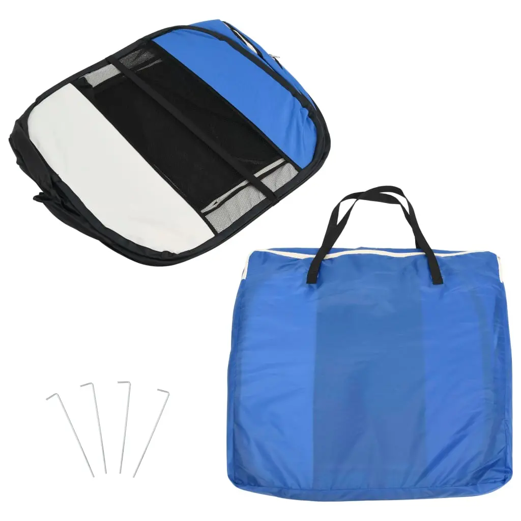 vidaXL Blue Foldable Dog Playpen with Carrying Bag - 49.2" x 49.2" x 24" - Image 12