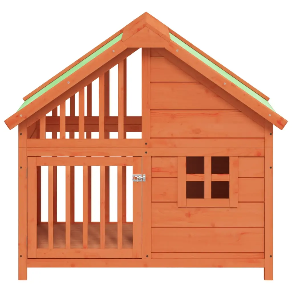 vidaXL Solid Pine Dog Kennel Brown - 37.8" x 23.8" x 34.3" - Image 3