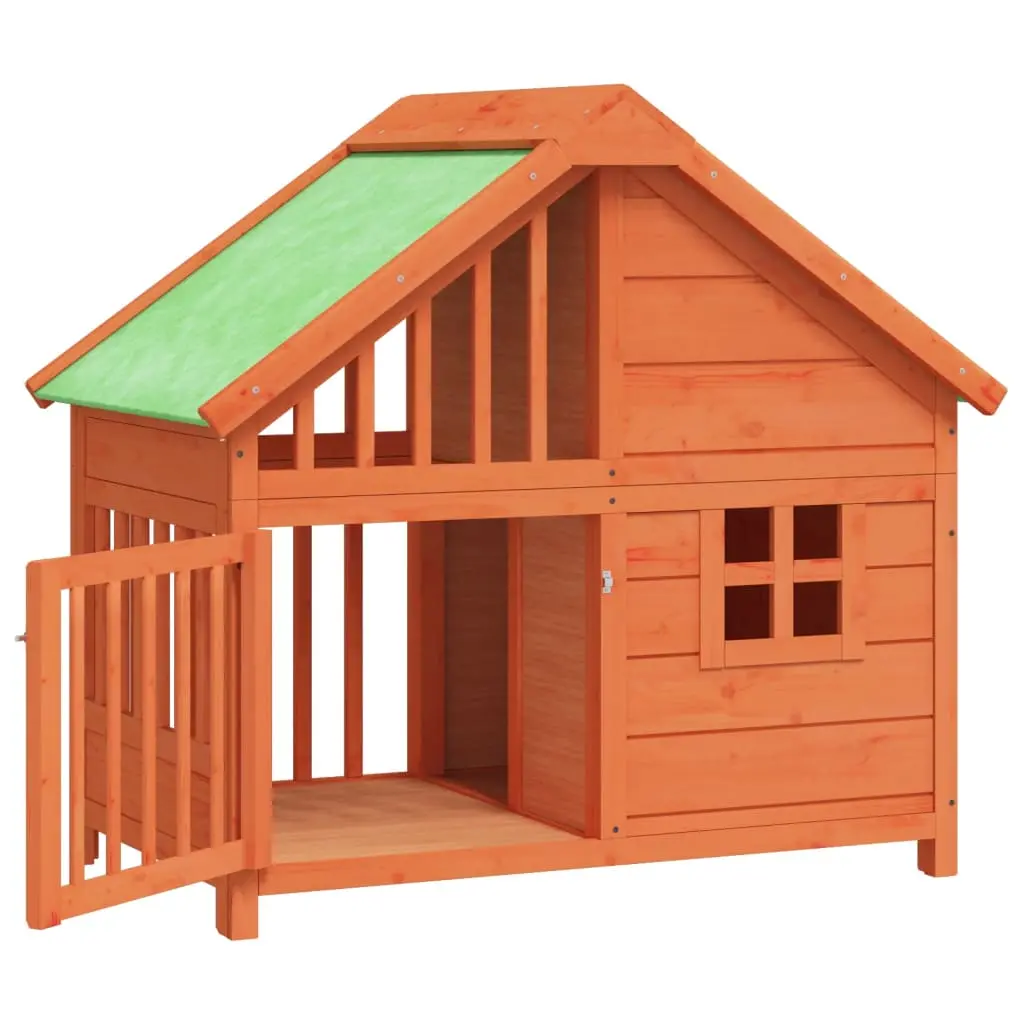 vidaXL Solid Pine Dog Kennel Brown - 37.8" x 23.8" x 34.3" - Image 4