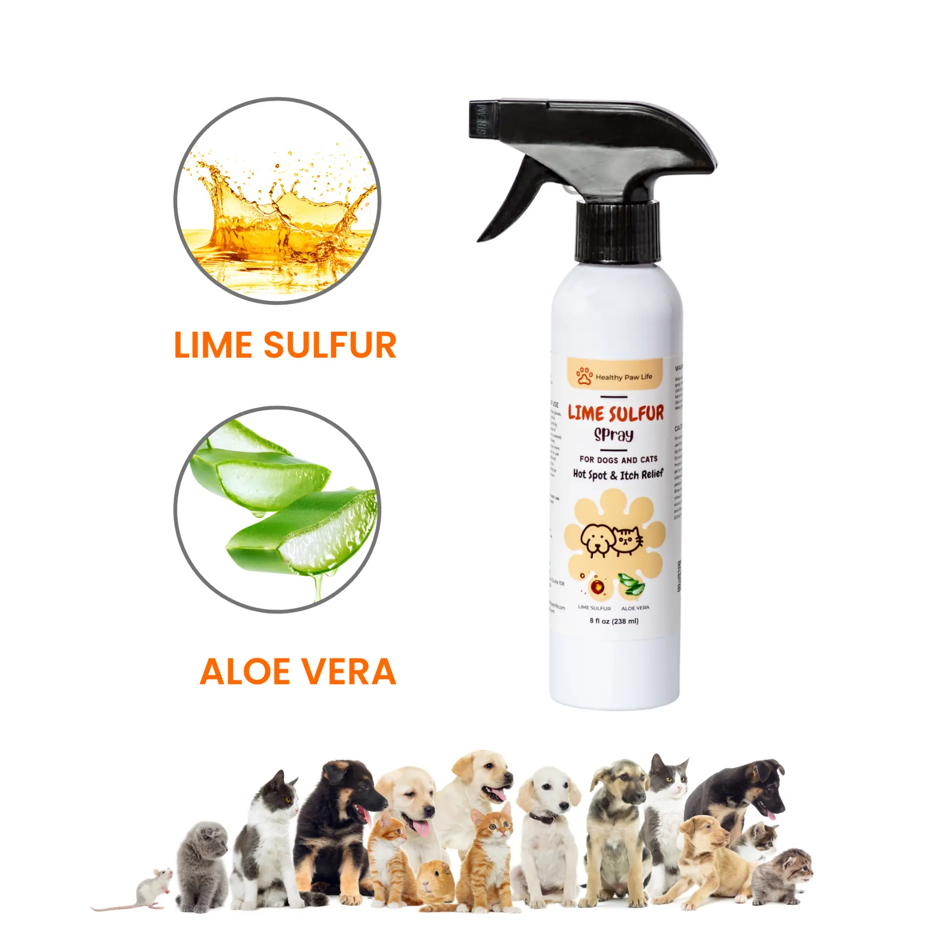 Healthy Paw Life Lime Sulfur Spray - Dry & Itchy Skin Relief for Dogs, Cats, Puppies, Kittens, and Horses - Image 2
