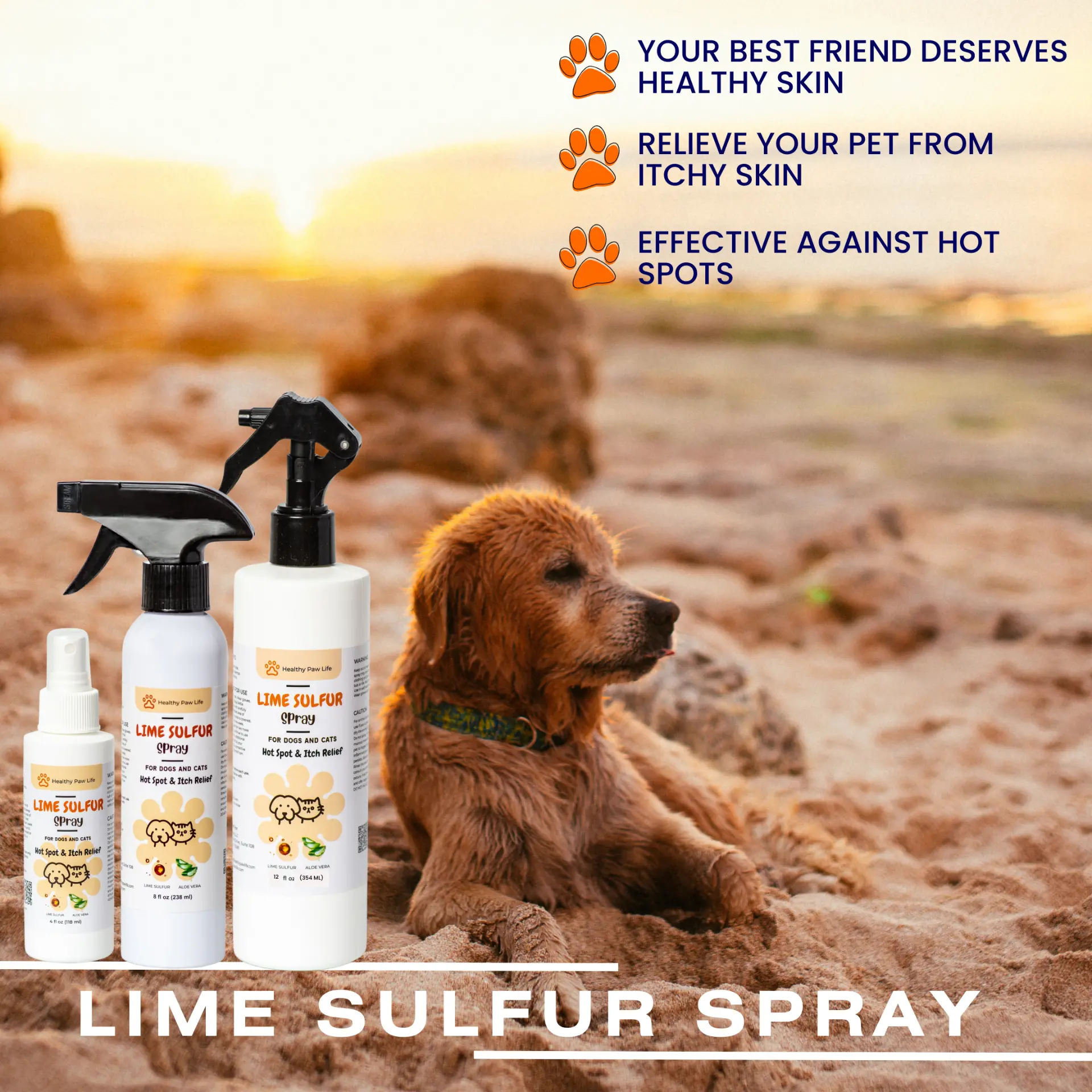 Healthy Paw Life Lime Sulfur Spray - Dry & Itchy Skin Relief for Dogs, Cats, Puppies, Kittens, and Horses - Image 4